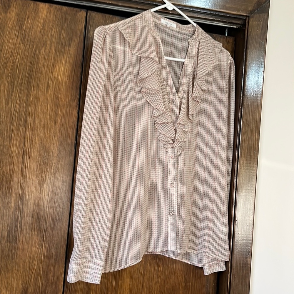 Ruffled retro sheer blouse